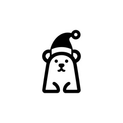 Festive Polar Bear with Santa Hat A Cheerful