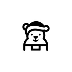 Christmas Bear Vector Icon in Minimalist Style