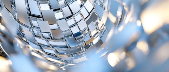 Reflective geometric structure abstract silver and blue mosaic background