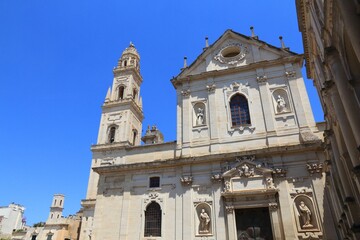 Lecce Cathedral in Italy. Italian baroque architecture - campanile.