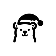 Adorable Polar Bear with Santa Hat Vector Christmas