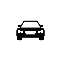 Car Front View Black Silhouette on Transparent Background, Simple Vehicle Icon