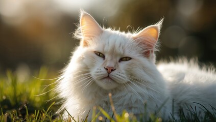 Charming cat basking peacefully in the sun