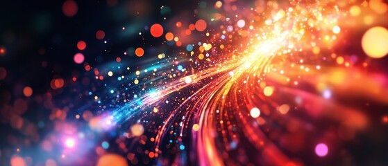 Obraz premium Dynamic multicolored light trails abstract background