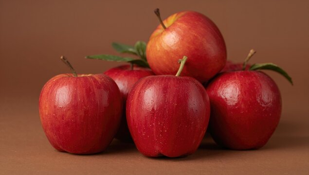 Close-up of fresh red apples, healthy and organic fruit