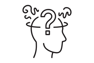 confusion icon. Thin linear style design. one line Icon drawing with white background