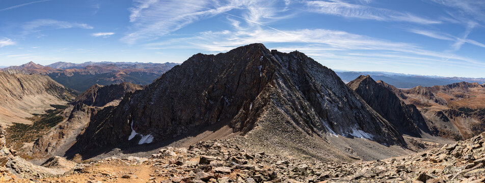This scenic panorama features Colorado centennial thirteener Ice Mountain (13,960') located in the Sawatch Range near Buena Vista, Colorado.