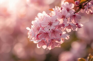 Springtime Cherry Blossoms on a Blooming Branch