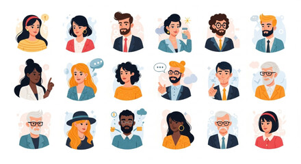 Diverse Professional Avatars Flat Design Vector Collection