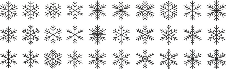 Obraz premium Snowflake Silhouette Vector Set – Winter Ice Crystal Symbol Collection for Christmas and Holiday Design Projects