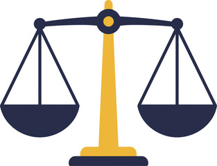 A stylized of scales of justice, representing balance and law.