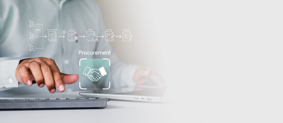 Smart procurement process workflow, Digital contract document approval, Vendor List, Businessman...