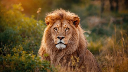 Obraz premium Portrait of a wild male lion from the savanna, isolated on white background