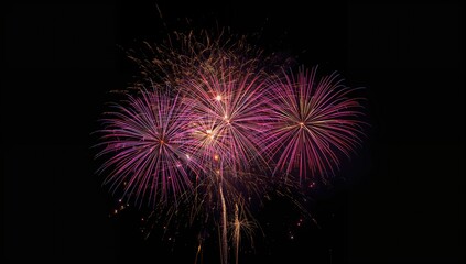Black background with bursting fireworks