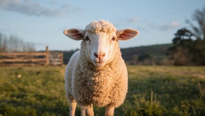 Obraz premium Adorable woolly lamb in an isolated area