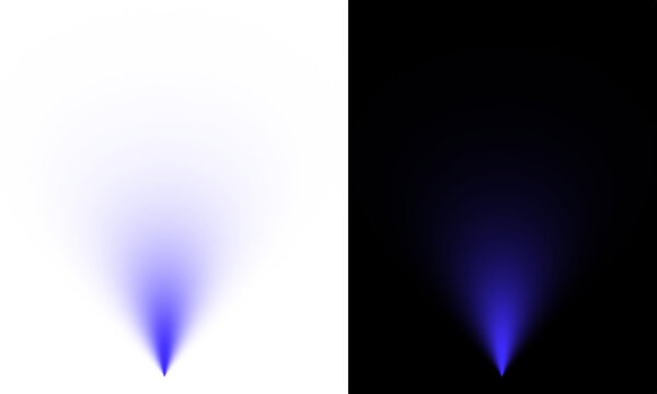Blue Spotlight Pointing Up, Light Beam Effect for Scene Illumination on Transparent Background
