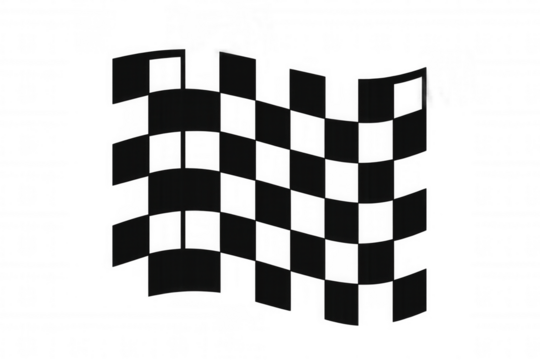 Checkered flag symbolizing racing finish line, win, competition, and victory with transparent background