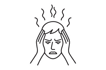 frustration icon. Thin linear style design. one line Icon drawing with white background