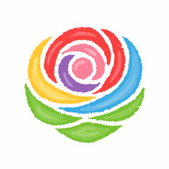 Colorful crayon roses collection. Naive style kid's drawing. Pencil ink drawing flowers and leaves in naive style, childish or primitive drawing. Kids doodle vector illustrations