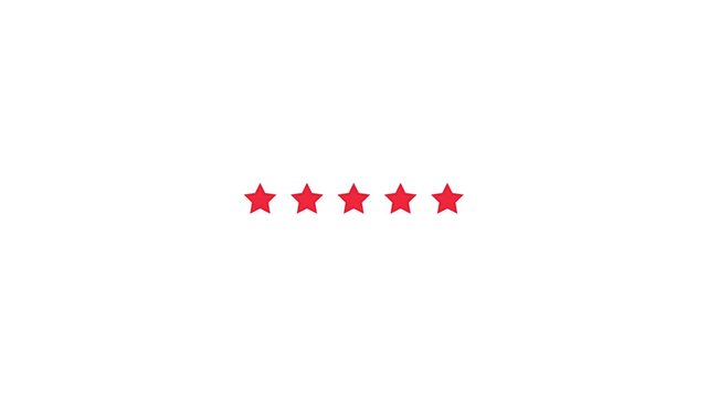 Five bright red stars aligned horizontally on a clean white background symbolizing excellence and high achievement representing a loading and rating