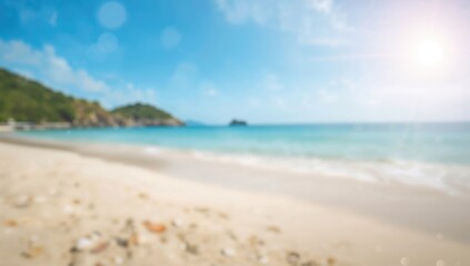 Obraz premium Summer holiday theme with blurred natural scenery and creative bokeh lights in the backdrop