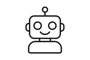 Obraz premium Minimalist Robot Assistant Icon Flat Design 