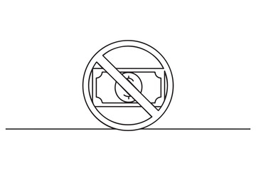 no money icon. Thin linear style design. one line Icon drawing with white background