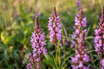 Obraz premium Detailed view of blooming hairy willowherb blossoms in a natural setting during spring