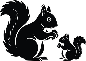 Tree Squirrel Mother and Kit