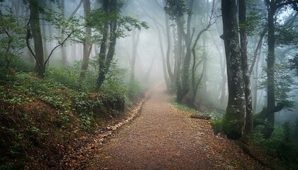 Obraz premium Foggy Forest Pathway