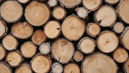 Fototapeta premium Detailed View of Wooden Logs Texture