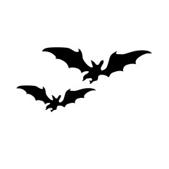 Flying halloween bats, wave on white background
