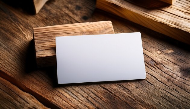 Business Card Mockup On Old Wood Highlighting Carpentry Craft