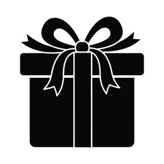 Gift box silhouette of a present with a bow perfect for christmas, birthday, or any special occasion celebration