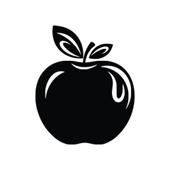 Fresh Apple Fruit Leaves Solid Glyph Vector Icon