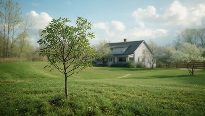 A tiny sapling sprouting in the home garden