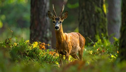 Roe Deer in Forest - A Portrait of Wildlife in Natural Habitat.