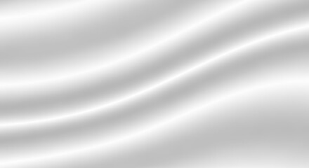 Elegant white silk fabric with soft, flowing waves isolated on white background