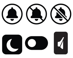 Mute and Sound Control Icon Set – Speaker Volume, Silent Mode, Audio Notification, and Sound Off Vector Symbols for Web and Mobile UI Design