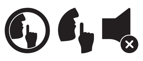 Mute and Sound Control Icon Set – Speaker Volume, Silent Mode, Audio Notification, and Sound Off Vector Symbols for Web and Mobile UI Design