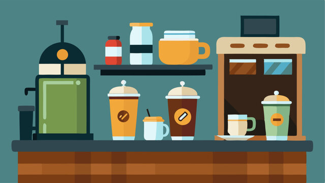 A coffee bar offers students a variety of caffeinated beverages to keep them energized while studying.