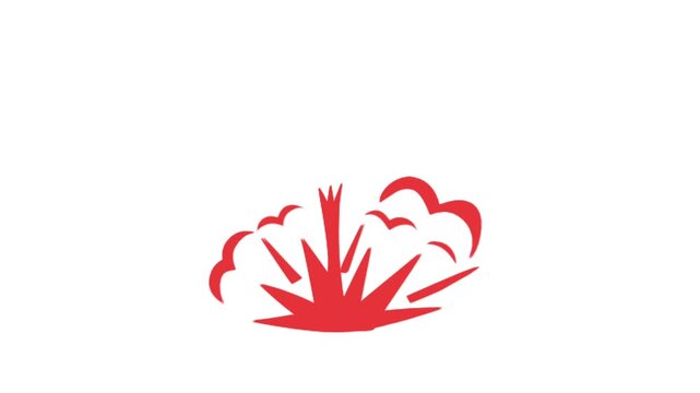 Comic red vector motion animation exploding on white background