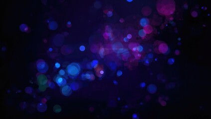 Neon light blur with lens flare and bokeh glowing specks in blue and purple on a dark abstract backdrop