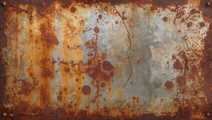 A textured background featuring a corroded, marked, and weathered metal surface.