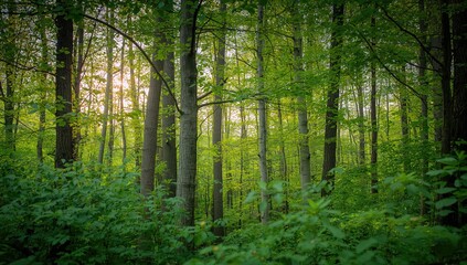 Obraz premium Obscured perspective of woodland