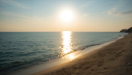 Obraz premium Blurred abstract backdrop showcasing morning sunlight reflecting beautifully on water, highlighting nature's charm