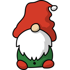 Christmas Gnome Flat Illustration
