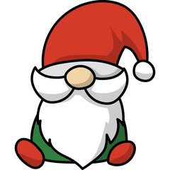 Christmas Gnome Flat Illustration
