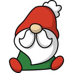 Christmas Gnome Flat Illustration