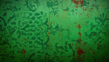Abstract green backdrop with vintage rusty metal texture and grunge pattern